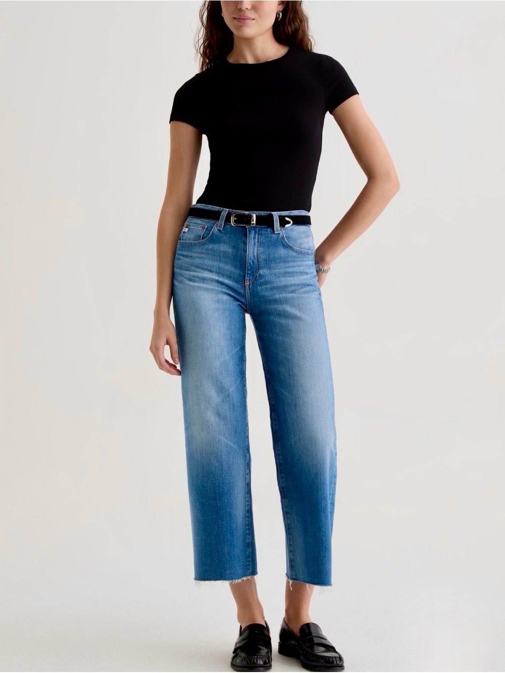 AG Adriano Goldschmied Saige wide leg cropped jeans mid rise